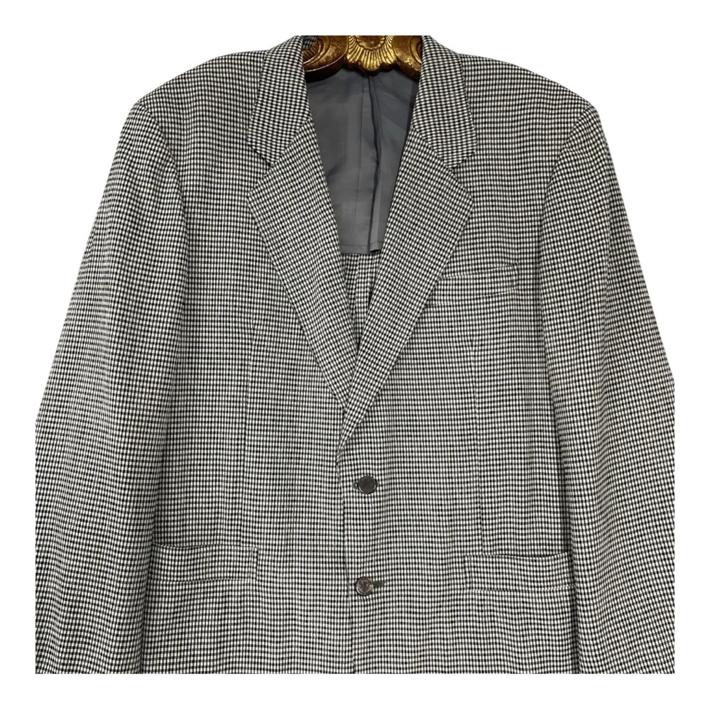 VTG 80s Thistle Harrison’s Bespoke Tailored Check Puckered Sport Jacket XL